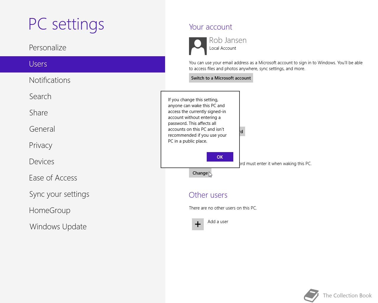 Other users settings. Windows 8 settings. windows 8 setup.